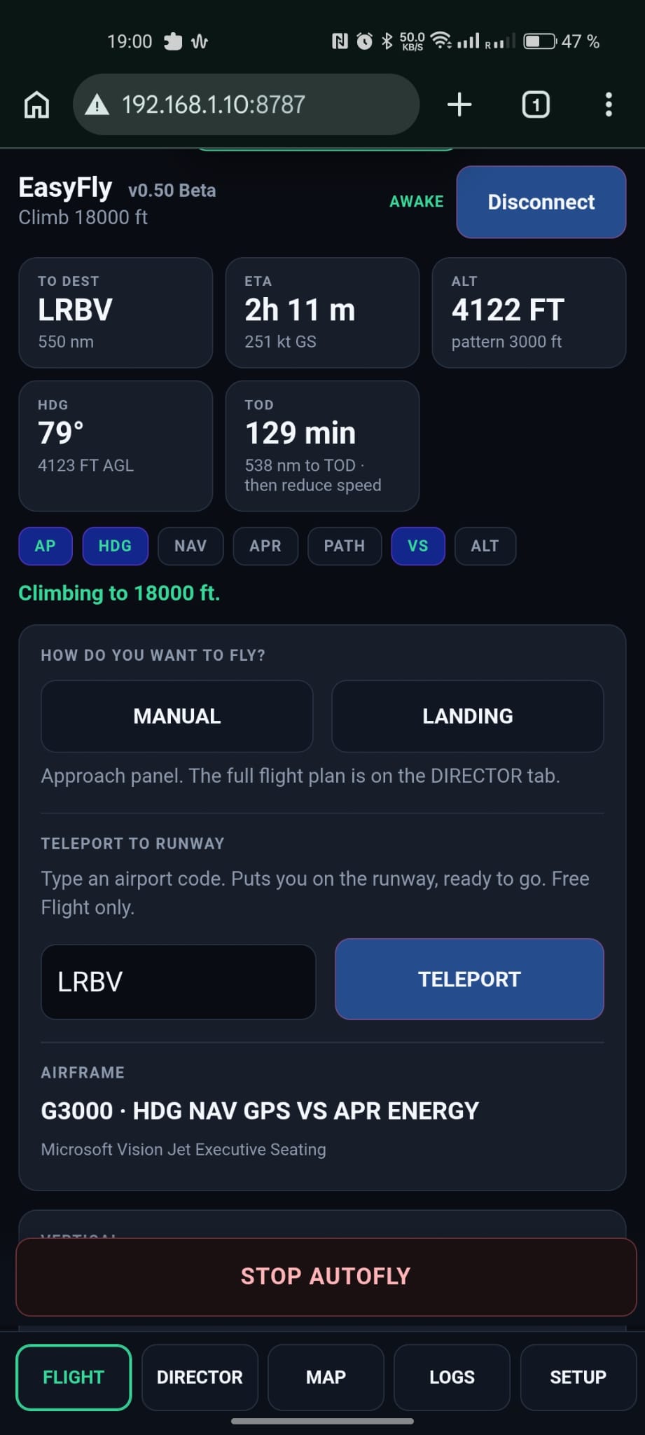 EasyFly phone flight